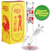 Cheech & Chong Glass Mandala Glow Glass Beaker Water Pipe - 10" / 14mm F - Discreet Smoker